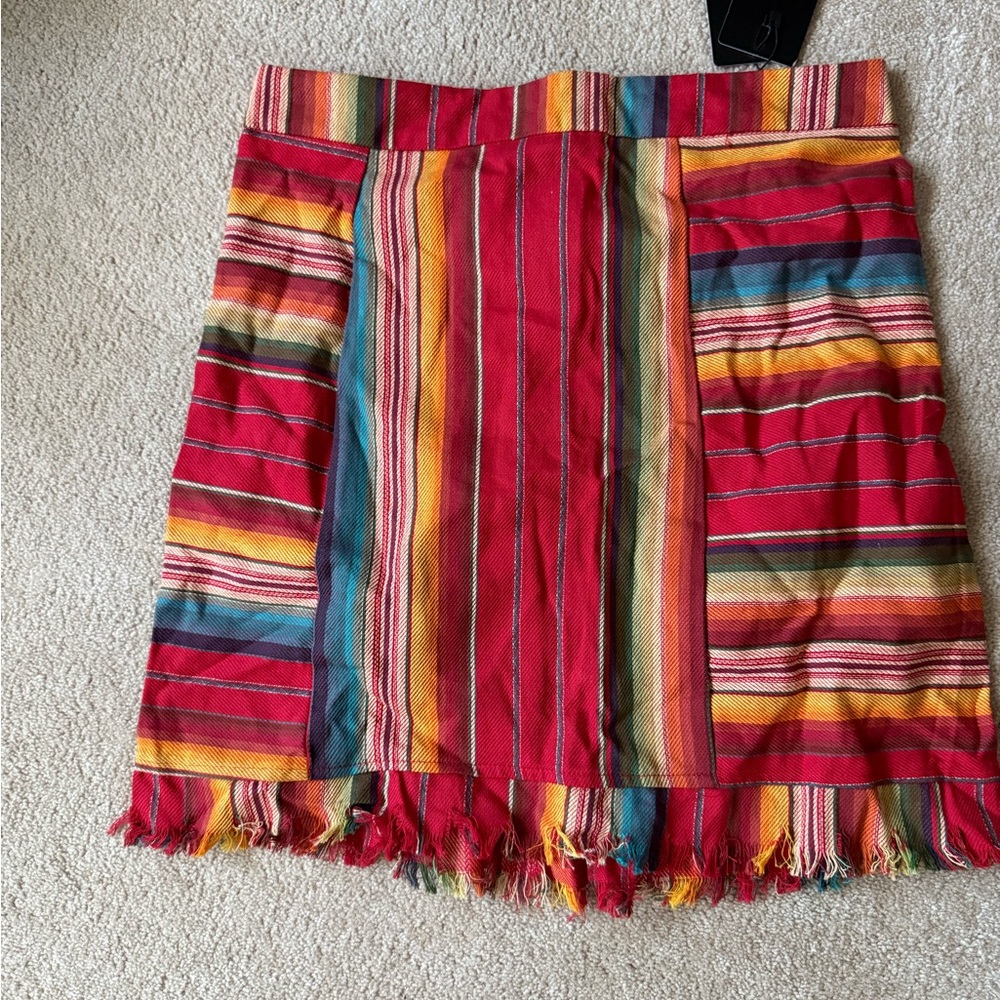 L&B Red and Yellow Mini Serape Skirt